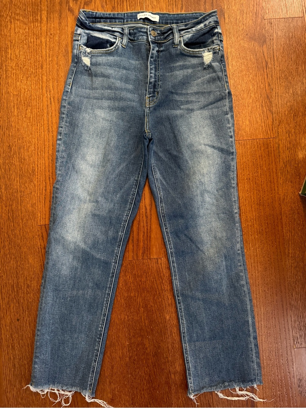 Flying Monkey Women's Slim Straight Washed Blue Jeans